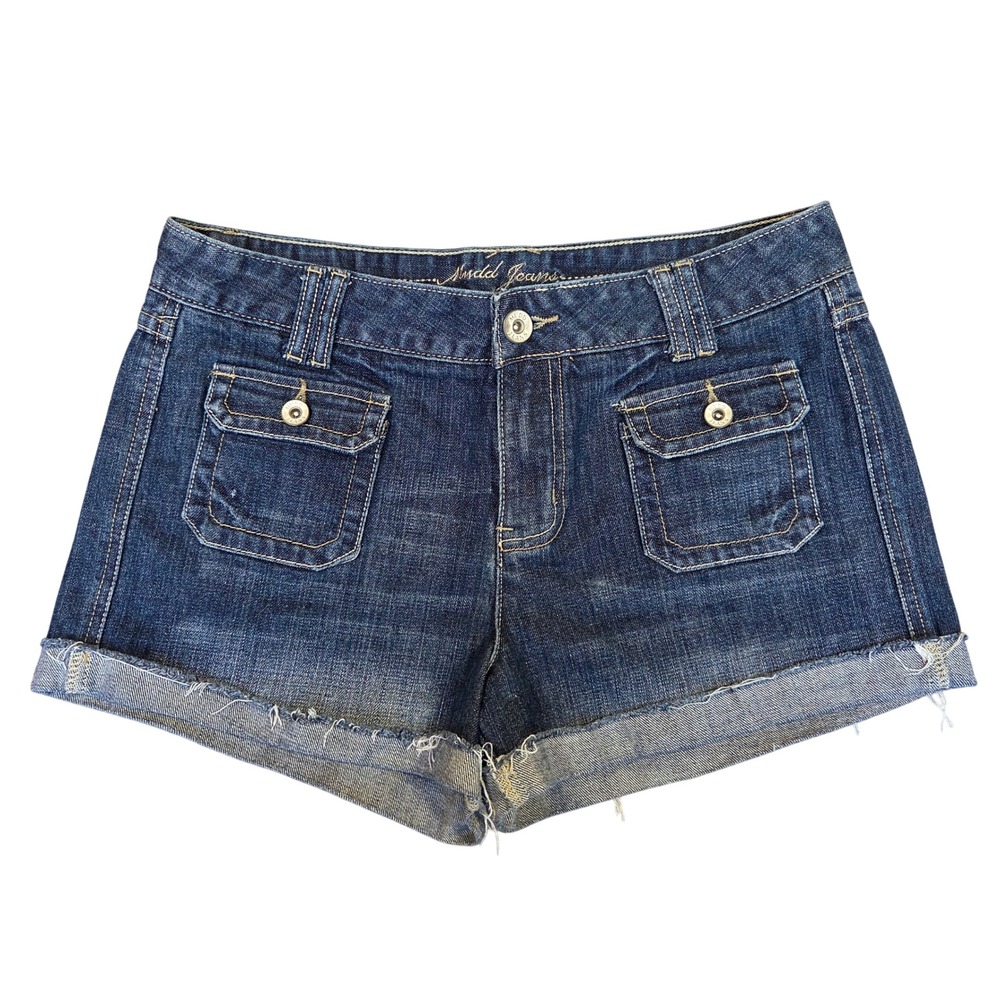 Mudd Jeans Women Dark Wash Low Rise Cuffed Denim Shorts Y2K BH06135J6 Size 11